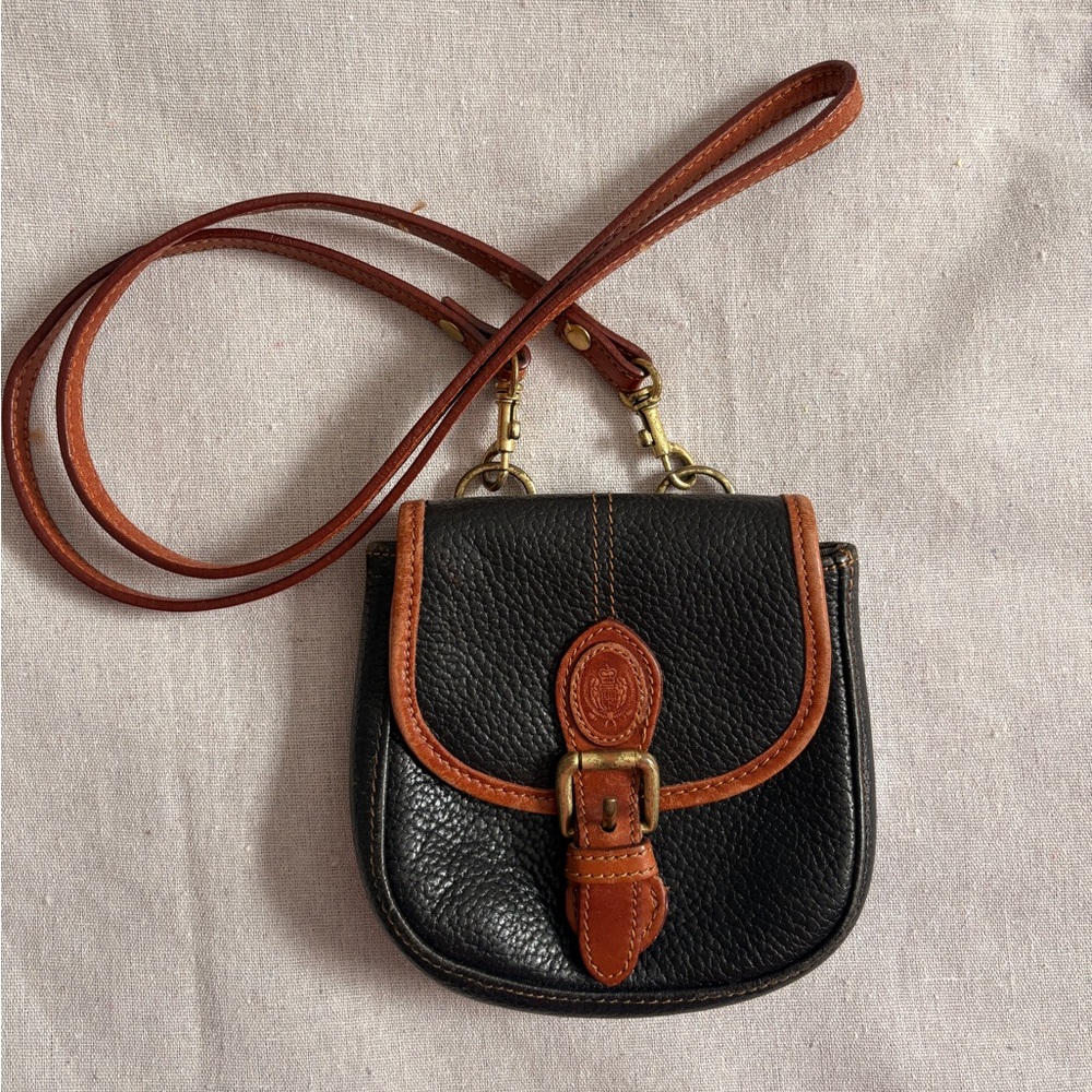 Vintage Liz Claiborne Black and Brown Leather Crossbody Bag